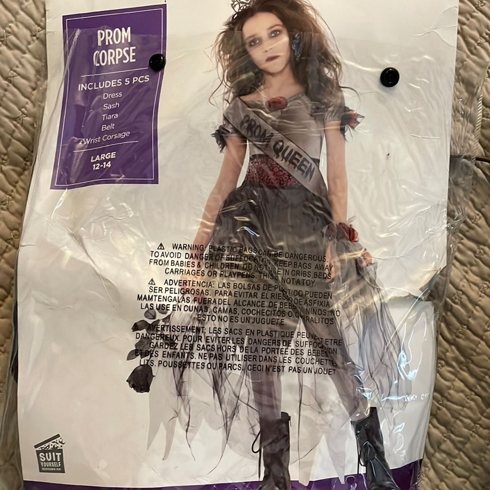 WORN ONCE- Girls zombie prom queen size L 12-14